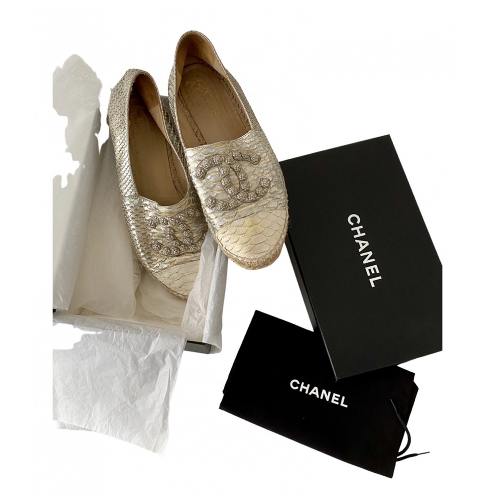 Chanel Silver Python Espadrille Shoes With Luxuri… - image 3